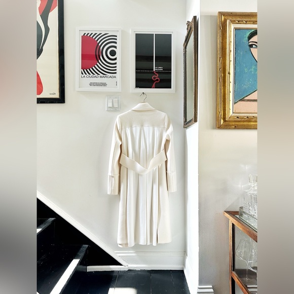 new Victoria Beckham White Wool + Silk Chain Coat - Picture 5 of 7